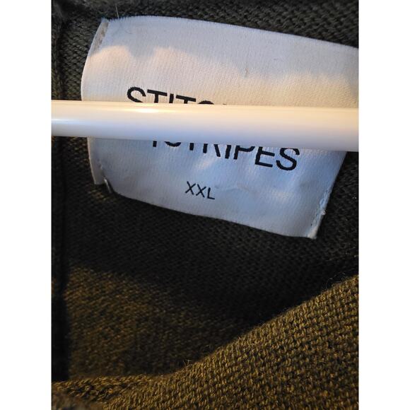 Stitches + Stripes Hooded Sweater XXL Womens Plus Size Green See Through Sleeves - Picture 3 of 5